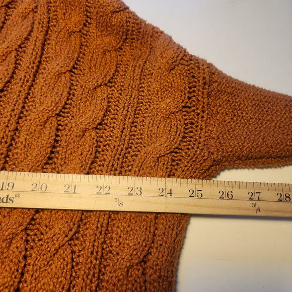 Free People Sweater Womens S chunky cable knit oversized tunic burnt orange - Picture 6 of 7